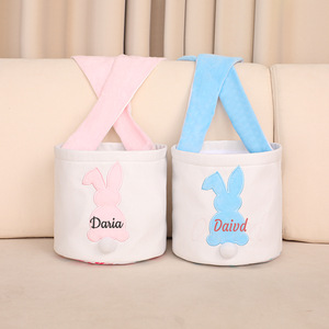 Personalized Embroidery <strong>Easter</strong> <strong>Bunny</strong> <strong>Basket</strong> with Rabbit Tail Bag Portable Bestseller Long Ears with Knots <strong>Easter</strong> <strong>Bunny</strong> <strong>Basket</strong> - Product Image 2