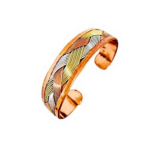 High Quality Women's Brass Copper <b>Rope</b> Pattern Polished Metal Cuff <b>Bracelets</b> Layered Baseball Style Fashion Anniversary Gift - Product Image 1
