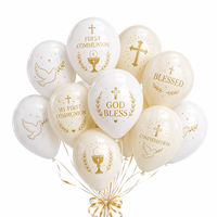 Ballons en latex imprimés pour la première communion, croix blanche et or, Dieu bénisse, ballons religieux pour la décoration de fête à l'église