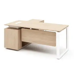 Mesa de escritório moderna para médico, mesa de gerente em forma de L, mesa de escritório executiva luxuosa com gaveta
