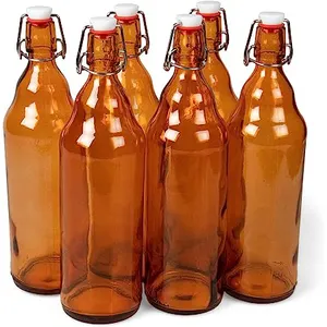 Горячая распродажа, Многоразовые прозрачные герметичные стеклянные пивные бутылки с поворотными пробками, 33 унции