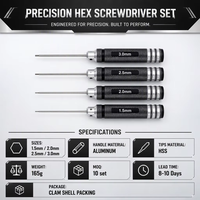 Kit d'outils de tournevis hexagonaux de haute précision avec poignée en aluminium et embouts HSS pour voitures RC, hélicoptères et camions (OEM disponible)