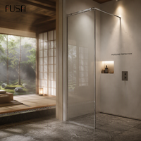 Kaca Shower Tetap FUSA untuk Walk-In Shower, Kaca Tempered Bening 8mm, Rangka Baja Tahan Karat 304, Panel Kaca Tunggal 5mm, Dapat Disesuaikan