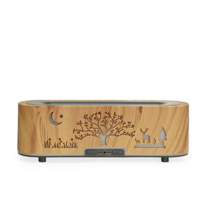 Wood Grain Simulated Flame Humidifier 0.5L With <b>Night</b> Scene Deer <b>Moon</b> <b>Light</b> Aroma Diffuser For Home Use - Product Image 4