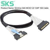 Cable de Datos Interno de Alta Velocidad SKS SKS-La1 Slimline SAS MCIO 124P 16X a MCIO 124P para Tarjeta NVMe RAID, 0.5m