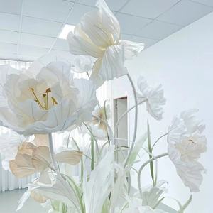 Conception de fleurs géantes, papier crêpe personnalisé, fleur de mariage, décor de magasin, vitrine, support, ensemble floral, autonome, H-167 - Product Image 4