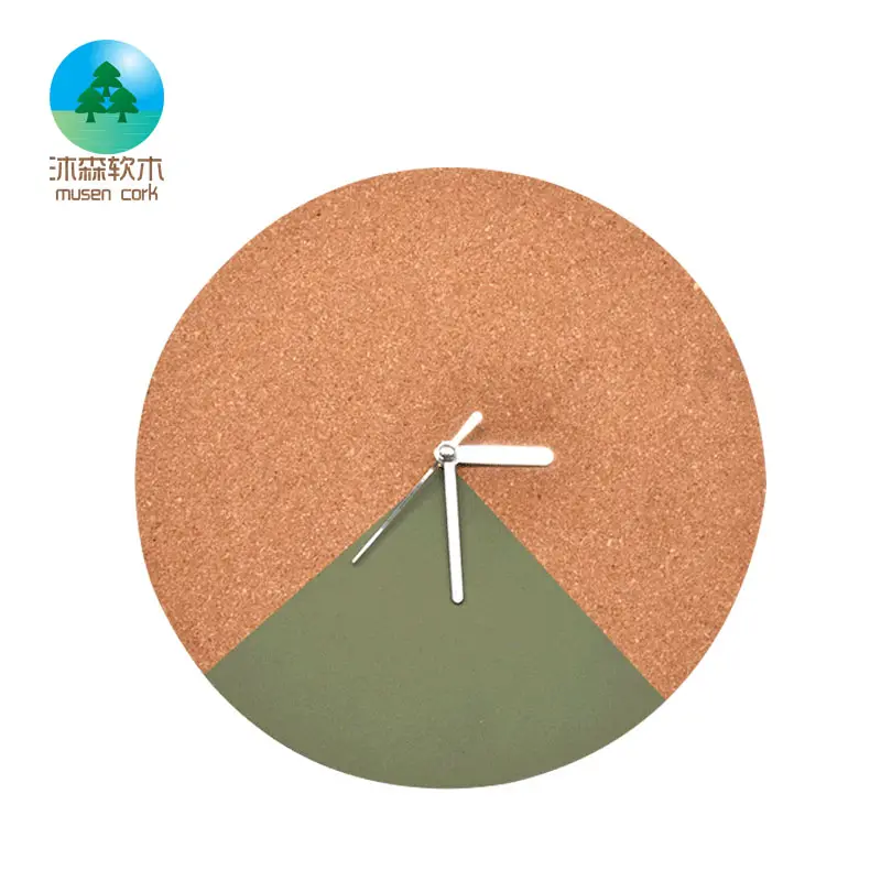 Horloge murale en liège de forme ronde, étiquette privée disponible, personnalisé, à bas prix, nouvelle collection