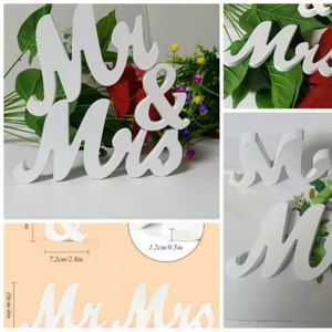 ของตกแต่งไม้สลักชื่อ Mr&Mrs สำหรับงานแต่งงาน ตกแต่งโต๊ะลงนาม ถ่ายรูป พร้อมอักษรภาษาอังกฤษ ขายส่ง - Product Image 3
