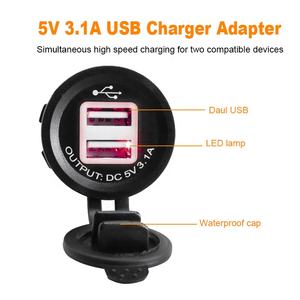 12V 24V Adaptador de coche Motocicleta <span class=keywords><strong>Moto</strong></span> Bicicleta 5V 2.1A Enchufe de cargador de coche <span class=keywords><strong>USB</strong></span> dual - Product Image 3