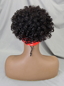 Perruque courte bouclée rebondissante style écharpe pour femmes africaines perruques bandeau entièrement faites à la machine perruque de <span class=keywords><strong>cheveux</strong></span> humains sans colle coupe lutin naturel - Product Image 4