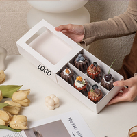 Boîte à gâteaux pliante en carton blanc de luxe personnalisée pour macarons, cannelés et desserts au chocolat, avec fenêtre et séparateur