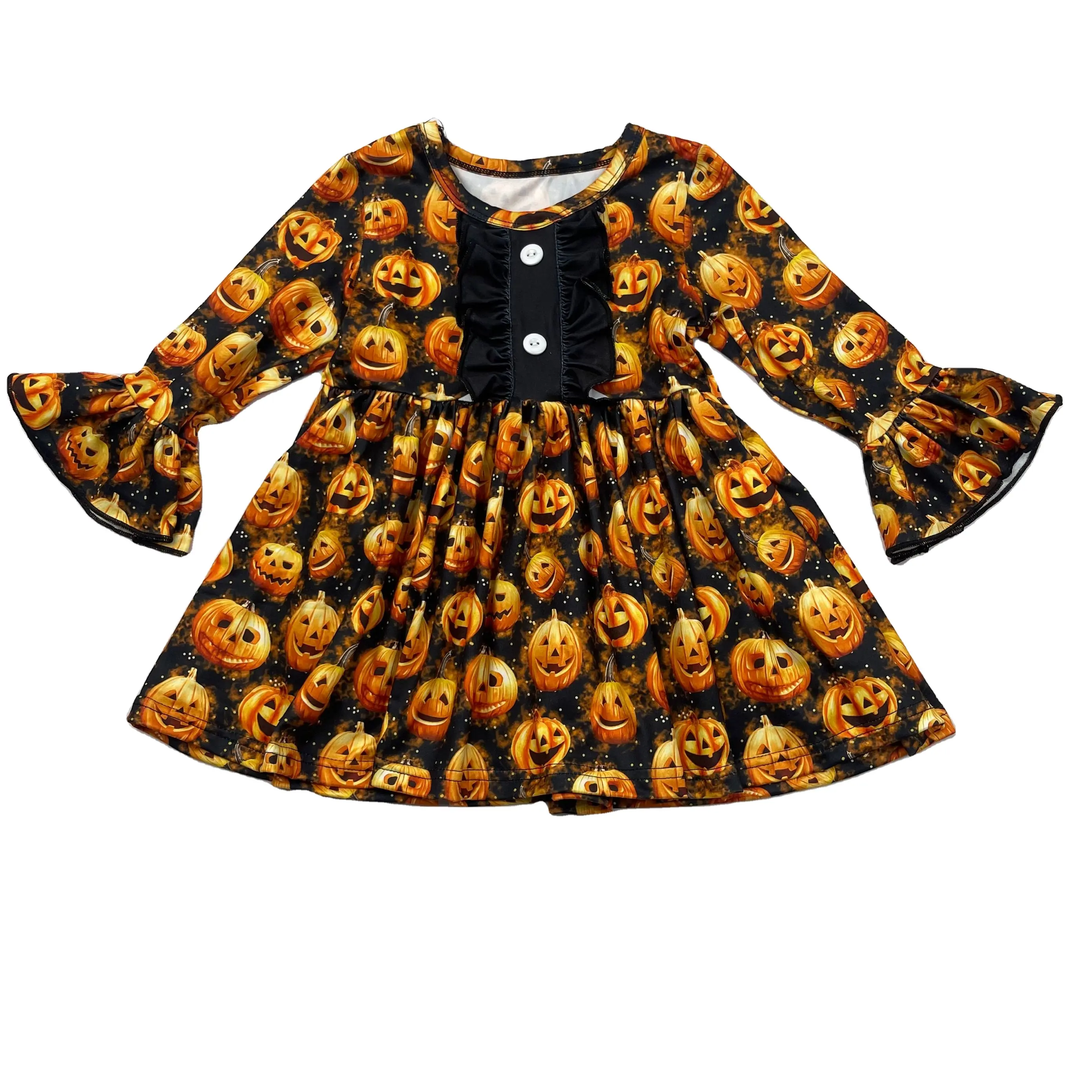 New Arrival Baby Girls Frock Dresses Kids Clothing toddler Boutique girls Clothes Halloween Pumpkin Party Dress