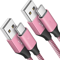 Vente en gros d'usine, câble USB de type C à USB A tressé en nylon 3A, coloré, 1 m, charge rapide, pour téléphone portable