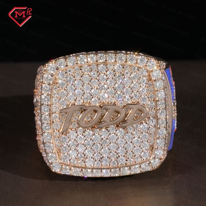 豪華モアッサナイトリング 925シルバー チャンピオンシップリング バゲットレター アイスアウト VVSモアッサナイトリング - Product Image 2