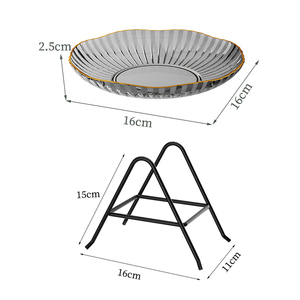 Assiette à dessert et plateau à fruits en plastique transparent de 6 pouces, écologique, avec bord doré, de luxe, réutilisable, incassable, couleurs personnalisables, pour fêtes - Product Image 5