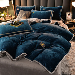 Juego de Ropa de <span class=keywords><strong>Cama</strong></span> de Terciopelo Lácteo Súper Cálido para Invierno, 4 Piezas, Funda de Edredón de Terciopelo de Doble Cara, Térmica, Suave y Acogedora para el Hogar - Product Image 3