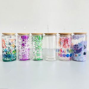 Vasos de Cerveza Transparentes de Doble Pared con Forma de Bola de Nieve para Sublimación, de 12oz, 15oz y 20oz, con Orificio Preperforado y Tapa de Bambú - Product Image 3
