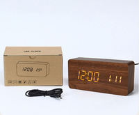 Horloges de bureau numériques en bois avec affichage de la date, 3 alarmes, réglage de la luminosité, calendrier, cadeaux personnalisés pour enfants, logo personnalisé