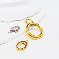 Anneau ovale ouvert en acier inoxydable plaqué or PVD 18 carats, anti-ternissement, avec fermoir à ressort pour breloque à suspendre DIY