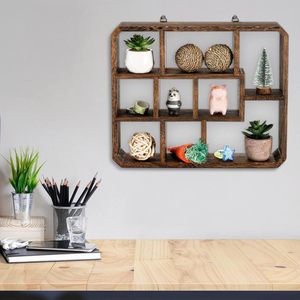 Modern <b>Wall</b> Mounted <b>Display</b> Shelf Irregular Shape Solid Wood For Figurines And Antiques Living Room Storage Rack - Product Image 2
