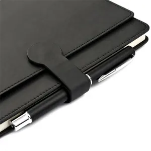Caixa de presente de notebook de couro preto, venda quente, a5, escritório, caixa de presente com caneta