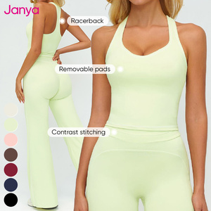 Janya-Sujetador deportivo de alta calidad para mujer, conjunto de pantalones cortos de Yoga de cintura alta, ropa deportiva cepillada con bloqueo de color, conjuntos de Yoga de 2 piezas - Product Image 4