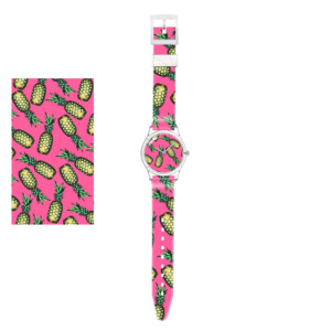 Montre de sport transparente avec Logo personnalisé, Montage africain, en plastique, avec visage et bracelet personnalisés, Design à impression unique - Product Image 3