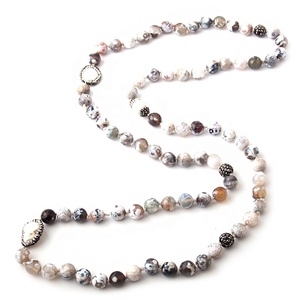 10MM Natural <strong>Black</strong> Agate Stone Beads Knotted <strong>Necklace</strong> Handmade Paved Freshwater <strong>Pearl</strong> Beads Long <strong>Necklace</strong> - Product Image 4