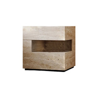 Table de chevet flottante moderne en bois massif Travertin Wabi-Sabi avec éclairage intégré et rangement 2 tiroirs - Meilleure vente pour chambre à coucher