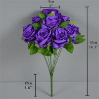 Bouquet de roses artificielles de mariage en soie à 10 têtes, entièrement approvisionné, bouquet de roses blanches pour la décoration de fête de mariage