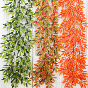 Stupid Bird Guirlandes artificielles de feuilles de banian, plantes décoratives vertes, plantes artificielles suspendues pour murs intérieurs et extérieurs, 6 pieds - Product Image 2