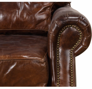 Fauteuil en cuir et bois, construction durable, coussin confortable, design classique intemporel, idéal pour la salle de séjour - Product Image 2