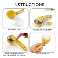 Brosse de bain pour chien portable 2 en 1 avec distributeur de shampooing intégré Matériau TPR Outil de bain de toilettage pour animaux de compagnie Alimenté par batterie