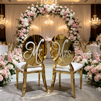 Chaise de mariage de luxe en acier inoxydable doré pour les mariés, chaise de banquet à dossier rond pour la réception de mariage, mobilier pour événements