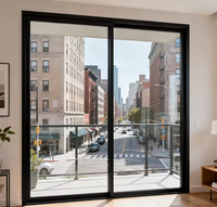 Porte coulissante insonorisée en alliage d'aluminium avec double vitrage trempé, design minimaliste étanche pour chambre, centre commercial, villa