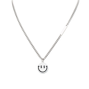 yunnique New Yao Yi Ban <b>Titanium</b> Steel Smiley Pendant Necklace Unisex Fashion Clavicle <b>Chain</b> Individualistic Trend Jewelry - Product Image 5