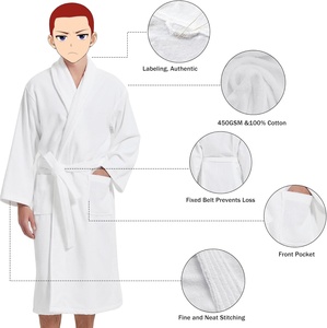 Albornoz de Lujo de Terciopelo Bordado 100% Algodón para Hombre y Mujer, Personalizado para Hoteles, Venta al por Mayor - Product Image 4