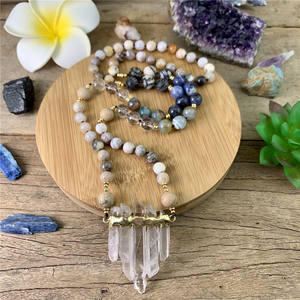 LS-E1143 Lungo Annodato la Collana, di Chip di Cristallo Al Quarzo Branelli Allentati Artigianale Collana <span class=keywords><strong>Mala</strong></span> Borda la Collana, Monili di Yoga - Product Image 1