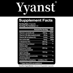 Suplemento de alta calidad para el apoyo inmunológico con vitamina C, cúrcuma, equinácea, zinc y bayas de saúco, en cápsulas, con antioxidantes. - Product Image 2