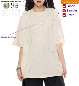 T-shirt décontracté en coton doux pour <span class=keywords><strong>femme</strong></span>, style <span class=keywords><strong>streetwear</strong></span> coquette, avec logo brodé jacquard <span class=keywords><strong>haut</strong></span> de gamme, coupe ample vintage, imprimé été - Product Image 1