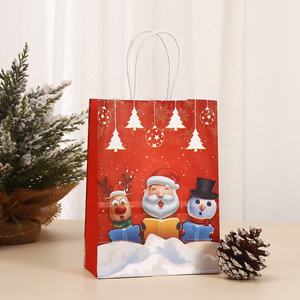 Caja impresión compras Santa Claus <span class=keywords><strong>padre</strong></span> regalo de Navidad papel bolsa de transporte embalaje con asa - Product Image 3