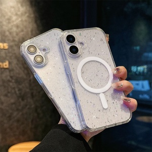 เคสใสแม่เหล็กประดับกลิตเตอร์เลเซอร์วิบวับสำหรับ iPhone 16E 16 15 14 13 12 11 Pro Max Plus รองรับการชาร์จไร้สาย - Product Image 1