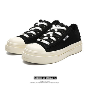 Zapatos de Lona con Cordones en Forma de Media Luna, Versátiles y a la Moda, con Suela de Goma Gruesa Retro, Cómodos para Todas las Temporadas, para Hombres y Mujeres - Product Image 2