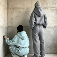 Ensemble de survêtement et sweat à capuche oversize personnalisé pour femme, comprenant un sweat-shirt court uni, un pantalon de survêtement et un pantalon de jogging, idéal pour le sport