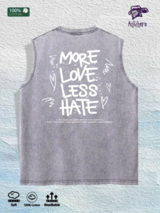Chaleco Gráfico con Estampado MORE <span class=keywords><strong>LOVE</strong></span> LESS <span class=keywords><strong>HATE</strong></span>, Lavado, 3 Colores, Algodón, Envío desde Almacén en EE. UU. - Product Image 4