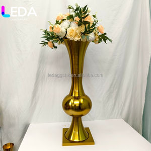 LEDA Wholesale Luxury Metal Flower Vase <b>Gold</b> Silver White <b>Black</b> Vase Shaped Wedding Table Centerpiece <b>Decoration</b> Elegant - Product Image 3