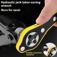 Llave de trinquete universal para gato de coche con mango de acero, accesorio de herramientas manuales domésticas de doble propósito, diseño de joystick que ahorra esfuerzo