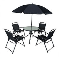 Ensemble de salle à manger d'extérieur imperméable pour patio et appartement, table basse pliante en verre et chaises avec parasol, mobilier de jardin