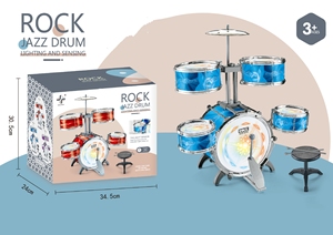 Wholesale Kids Lighting Sensing Jazz <b>Drum</b> Set Multi Color Optional Early Learning Rock <b>Drum</b> <b>Toy</b> With Stool For Gift - Product Image 3