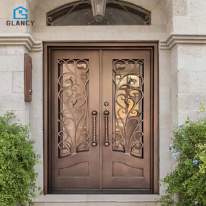 Portes <span class=keywords><strong>d</strong></span>'<span class=keywords><strong>entrée</strong></span> modernes en <span class=keywords><strong>fer</strong></span> <span class=keywords><strong>forgé</strong></span> à double vitrage pour appartement - Product Image 5